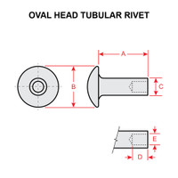 AN450B8C14   OVAL HEAD TUBULAR RIVET