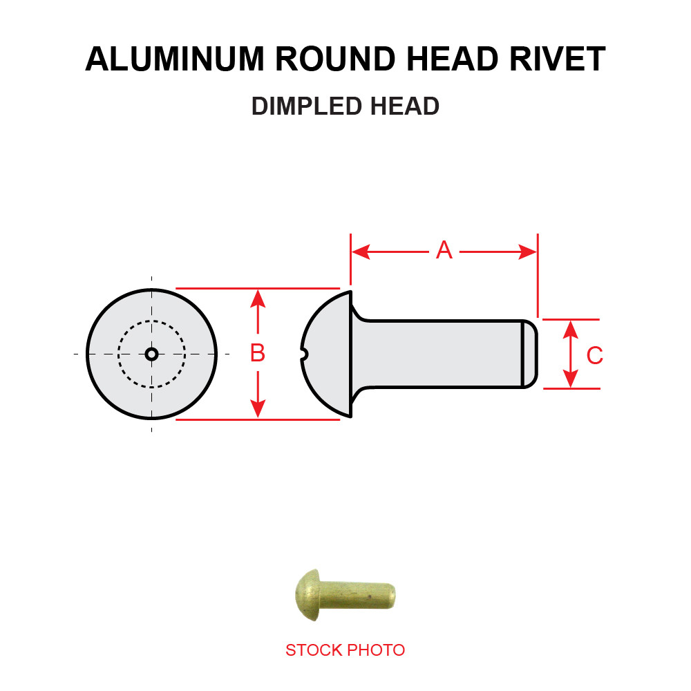 AN430-A8-10 Solid 1100F Aluminum Round Head Rivet, 1/2 X 5/8 Length Pack of 1 LB - Approximately 187 Pieces 