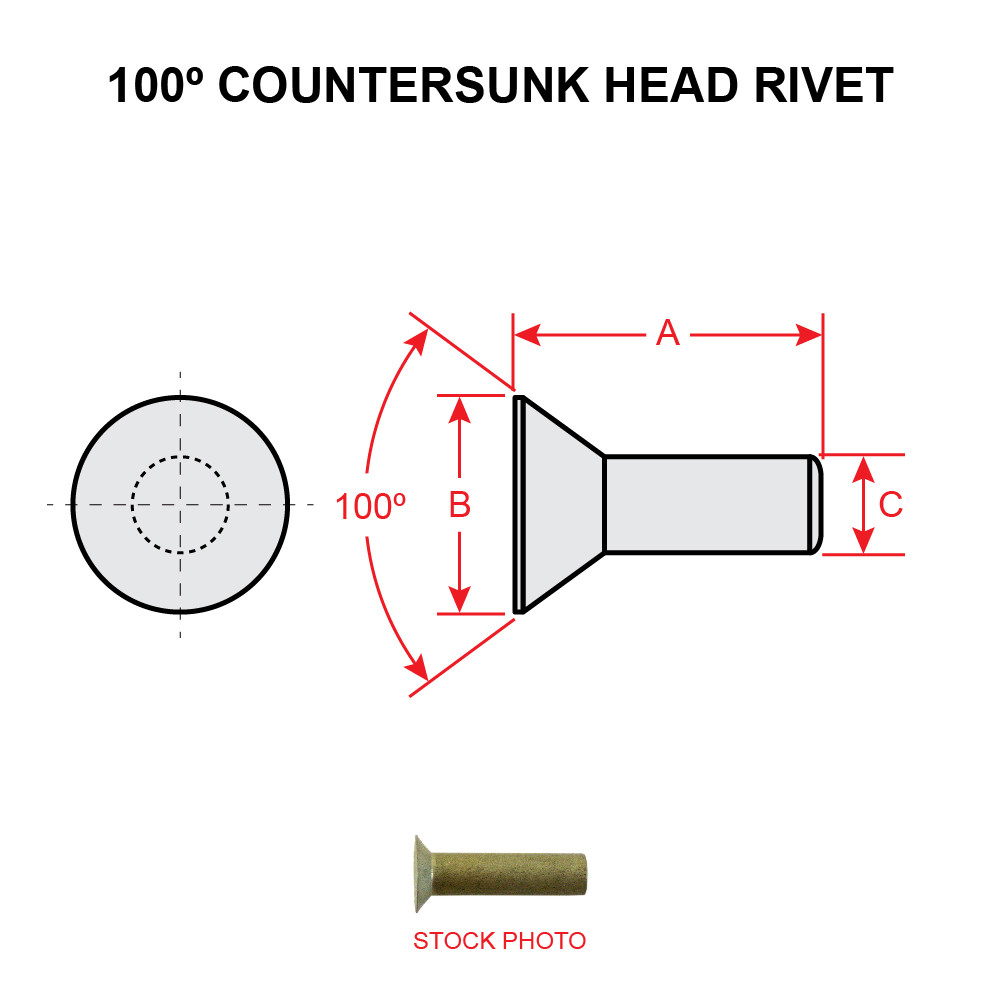 MS20426B4-4 100 DEGREE COUNTERSUNK RIVET - Univair Aircraft Corporation