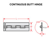 MS35822-15D-18   CONTINUOUS BUTT HINGE HALF - 18.625 INCHES