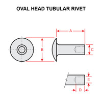 MS20450C8-12   OVAL HEAD TUBULAR RIVET