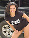 This hot girl is happy to model our N2SIN shirt.