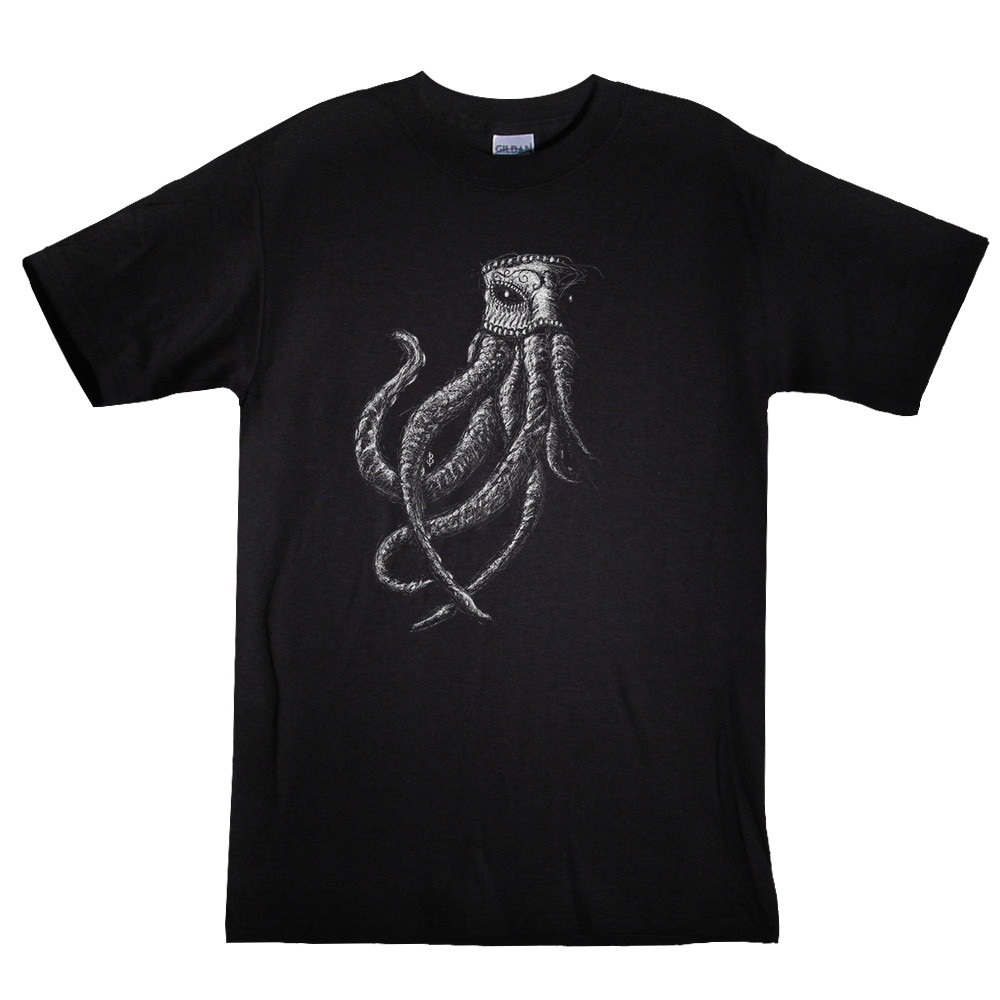 Cthulhu T-Shirt Uomo In Cotone 100% - Fantasia Cartoon Nerd, Nero, Taglia S