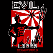 Exclusive Evil Lager merchandise, now on black shirts!