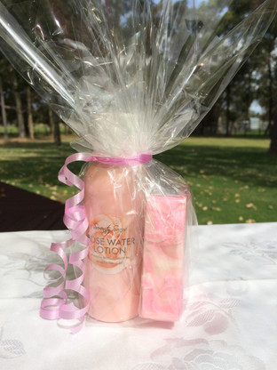 Rose Hand and Body Lotion 125ml with a Olive Oil Soap Bar wrapped