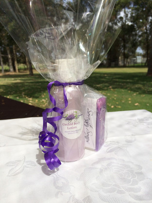 Orchid Hand and Body Lotion 125ml with a Olive Oil Soap Bar wrapped