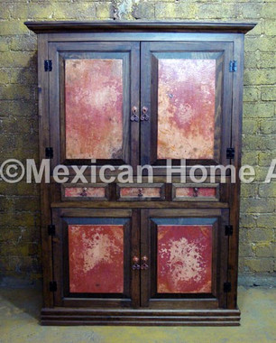 Custom Copper Cabinet Panel with without motif Old Natural Patina