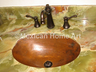 Copper Bath Sink Testimonials, Shown Copper Sink Oval 19x14x6 in Natural Patina