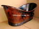 Copper Double Slipper Bathtub 66x33 with Rings in Somber Patina