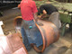 Copper Bathtub Double Slipper being worked by Copper Artisans