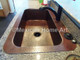 Copper Drop-In Single Well 35x22x9 4" Back Lip Rounded Corners side view somber