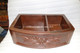 Copper Farmhouse Sink Double Well 33x22x10 Rounded Front with Motif