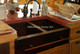 Copper Farmhouse Sink Double Well Towel Bar 33x22x10 installed