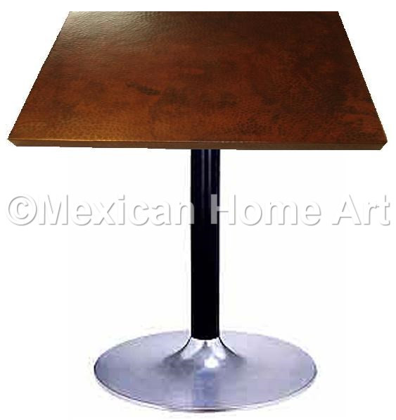 Mexican Square Copper Table Top Hand Hammered Natural Patina 24 Inches 