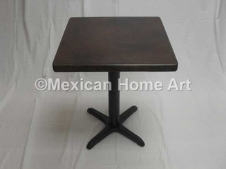 Square Copper Dining Table 24" and Larger 'Iron Cross Base' Somber Patina