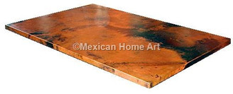 Copper Table Top Rectangular 60x40 Old Natural Patina corner view