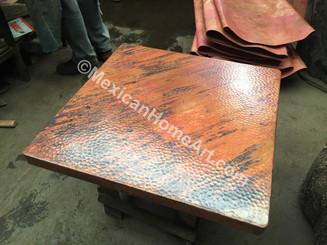 Copper Table Top Square 32x32 New Natural Patina rounded corners