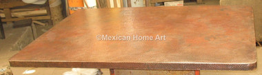 Copper Table Top Square 42X42 Antique Patina rounded corners