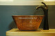 Copper Vanity Vessel Sink Rectangular 15X12X6.5 somber patina side view installed