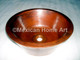 Copper Vanity Vessel Sink Round Double Wall 17x6 somber patina front view