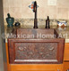 Custom apron front farmhouse Bar/Prep with motif for DS front view somber patina installed