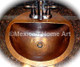 Custom Copper bathroom 'D' Shaped Sink with star motif somber patina