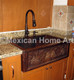 Custom Copper Single Well Farmhouse Sink for DS somber patina corner view installed drop in granite counter top