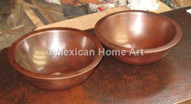 2 Custom Copper Vessel Sinks for MD Somber Patina