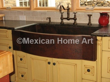 Custom Sink for KB 'D" Shaped Rounded Front Single Well Front view Somber Patina