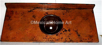 Custom copper Vanity top with integrated Sink and backsplash for BG