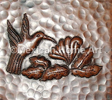 Copper Tile Hummingbird Motif somber motif