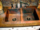 Copper Drop In Double Well Sink in Somber installed
