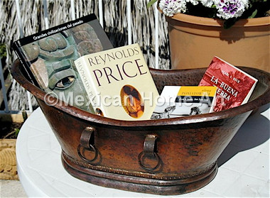 Miniature Copper Bath Tub for display with books