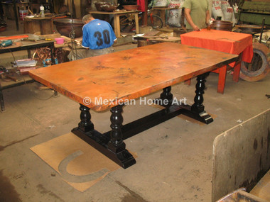 Copper Table top with Wood base for restaurant corner view