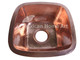 Copper Bar-Prep Sink Square 15x15x7 Shiny Patina top view 3.5 inch drain hole