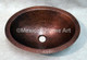Copper Vanity Bath Sink Oval 19x14x6 Somber Patina top view 1.5 inch drain hole