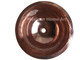 Copper Vanity Bath Sink Round 17x6 Shiny Patina top view 1.5 inch drain hole