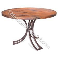 Copper Dining Table Round 48 "Zacapu" Old Natural Patina