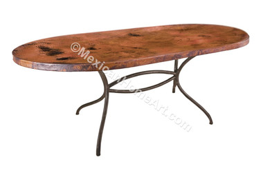 Copper Dining Table Oval 44x72 "Santa Morena" Old Natural Patina
