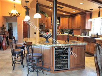 Custom Copper Kitchen for Lona N Full View with Copper Bar Railing