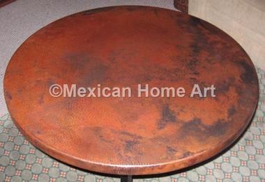Copper Table Top Round 50 in hammered Somber Patina