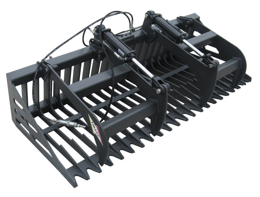 New : Rake Grapple Grab Bucket Skid Steer Track Loader Attachment for