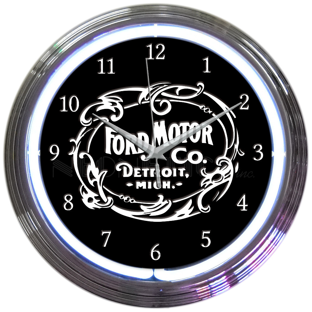 Ford Mo Co 1903 Heritage Neon Clock Auto Gear Direct