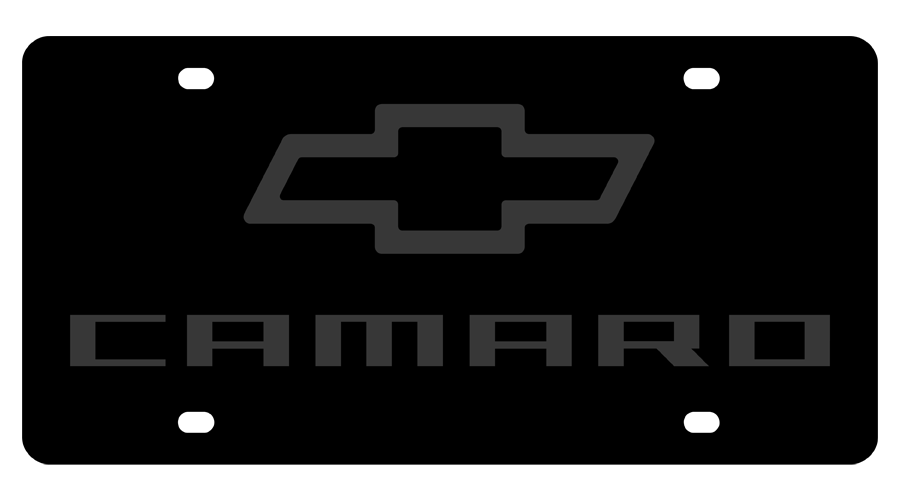 Camaro Bowtie Carbon Stainless Steel License Plate Auto Gear Direct