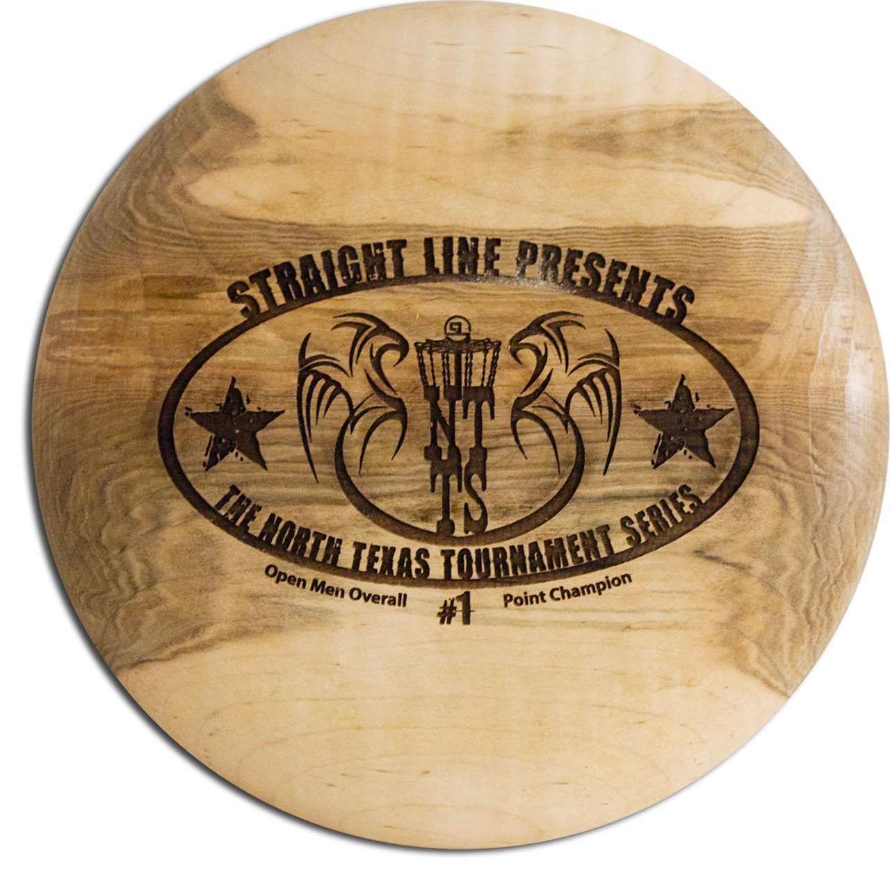 custom engraved wood disc golf trophy the wright life action