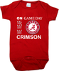 Alabama Crimson Tide Officially Licensed 100% Cotton LOGO Bodysuit and On Game Day Bodysuit - 2 Pack
