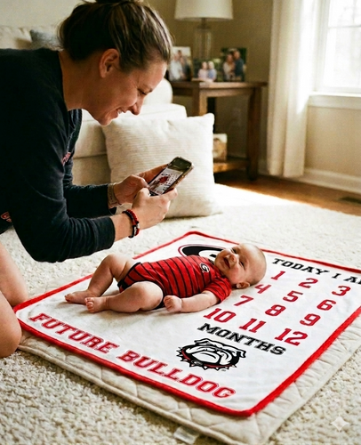 Georgia Bulldogs Collegiate Licensed Baby Milestone Blanket