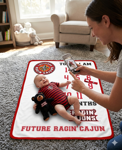 Louisiana Lafayette Ragin Cajuns Collegiate Licensed Baby Milestone Blanket 