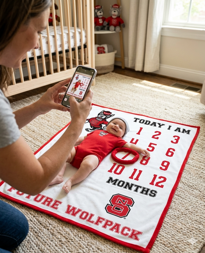NC State Wolfpack Collegiate Licensed Baby Milestone Blanket 