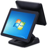 15" POS Terminal .Solid Aluminium Housing with 12" Customer Display Black MPOS-219B2SC